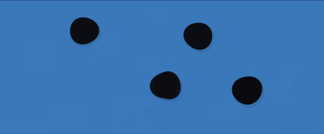 Excerpted image from the MIRO prototype showing dark dots on a blue canvas